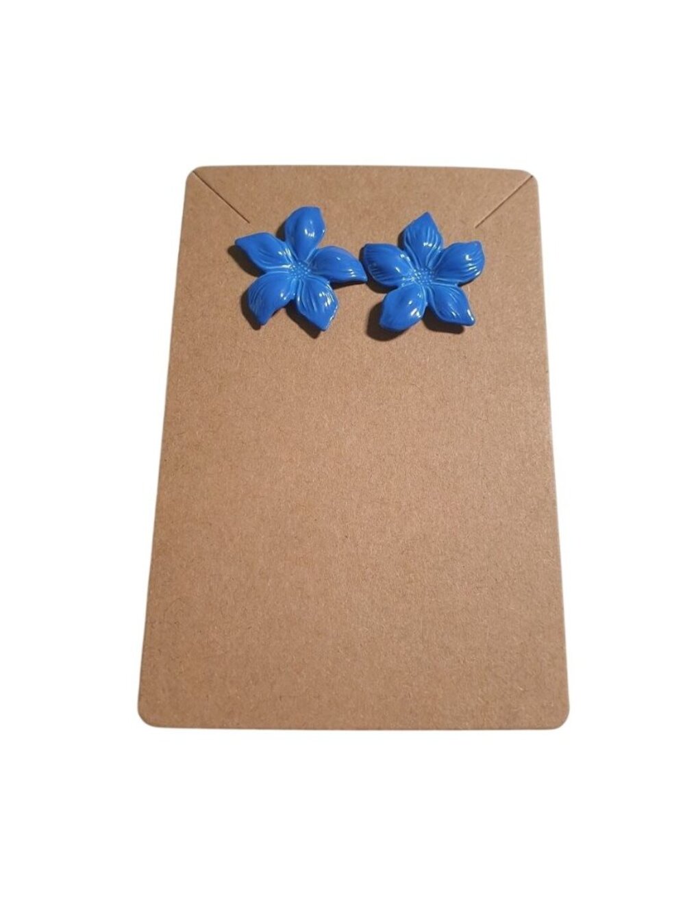 Blue Flower Shaped Stud Earrings Lightweight Floral Design Enamel Boho Beach